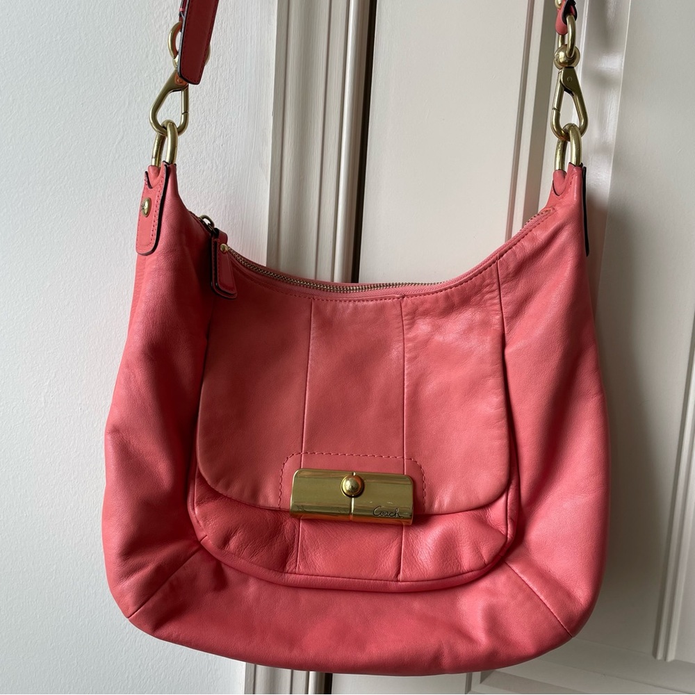 COACH KRISTEN Soft Coral Leather Shoulder Bag - Spring & Summer